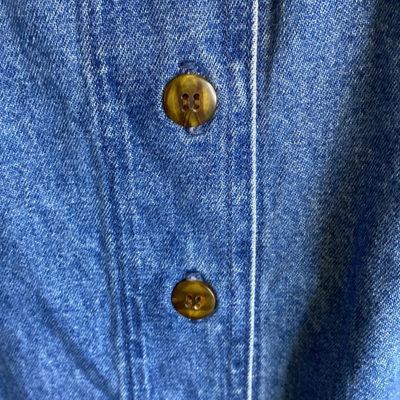 Vintage Tanjay A-Line Button Up Midi Flowy Jean Denim Skirt with Pockets Size L - Picture 9 of 11